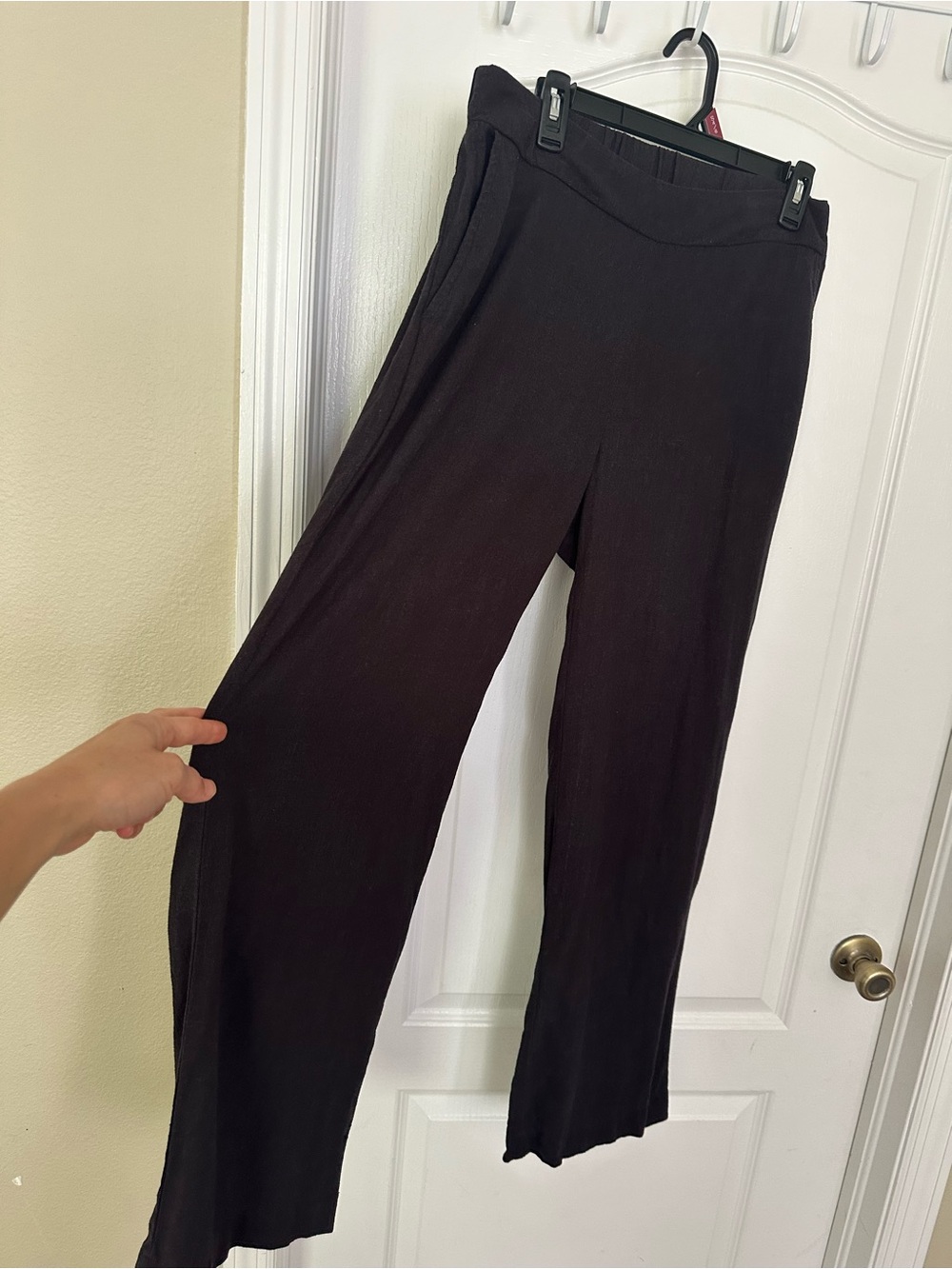 Cristina B Black Linen Blend Wide Leg Pants Size M